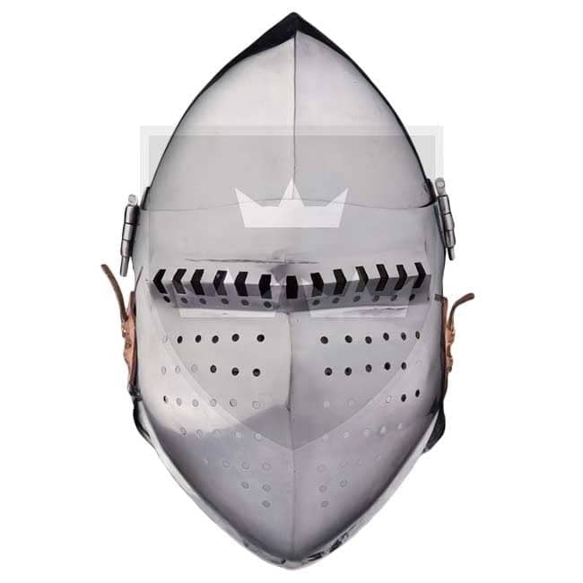 Casco Bacinete de batalla 4 - acero 2,5mm - Versión de Batalla Medieval - Espadas y Más