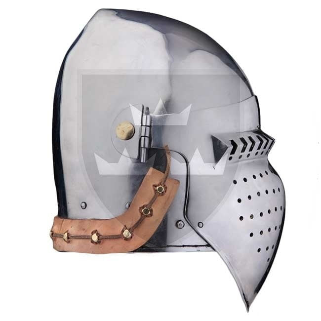 Casco Bacinete de batalla 4 - acero 2,5mm - Versión de Batalla Medieval - Espadas y Más