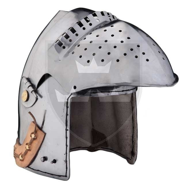 Casco Bacinete de batalla 4 - acero 2,5mm - Versión de Batalla Medieval - Espadas y Más