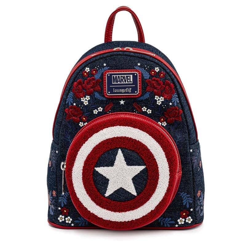 Mochila Escudo Floral Capitan America 80Th Marvel 26cm - Espadas y Más