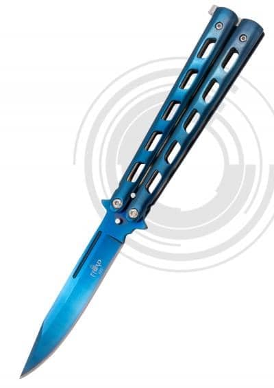Navaja abanico o mariposa titanio azul 10967A - Espadas y Más
