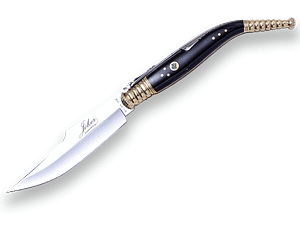 NAVAJA CLASICA JOKER NF12, "LA JOYITA", PARA COLECCIONISMO O REGALO, CACHAS EN ASTA DE BÚFALO CON INCRUSTACION DE MOSAICO MADREPERLA,VIROLA Y REBAJO DE LATÓN, HOJA ACERO INOX MOVA DE 14 CM DE LONGITUD. NF12 - Espadas y Más
