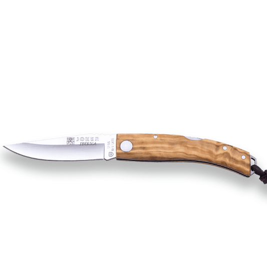 NAVAJA DEPORTIVA JOKER IBÉRICA ,CON BLOQUEO, CACHAS EN MADERA DE OLIVO, ACERO INOX MOVA 1.4116 Y HOJA DE 7,5 CM. - Espadas y Más
