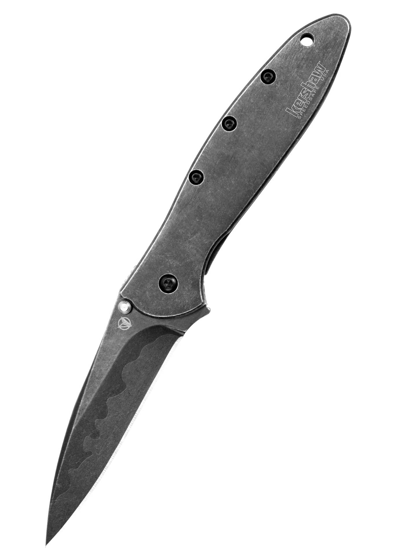 Navaja Kershaw Leek, hoja compuesta Afilada satinada o negra BlackWash KW-1660CB - Espadas y Más