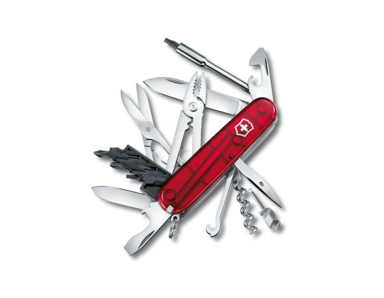 Navaja multiusos herramienta CyberTool M, 32 Funciones, rojo transparente Victorinox VI-1.7725.T - Espadas y Más