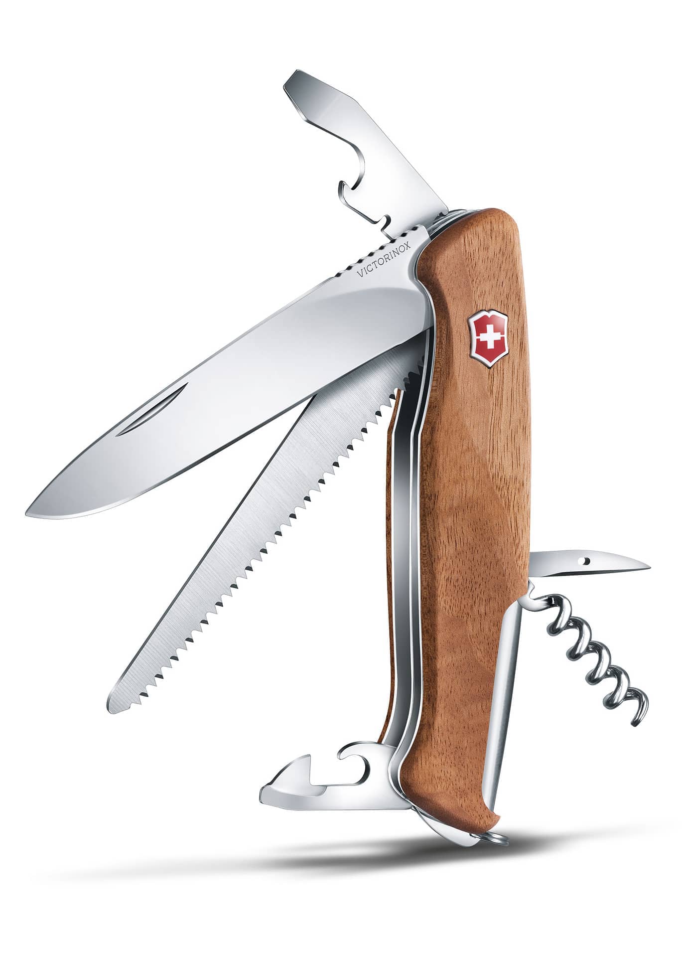 Navaja Multiusos RangerWood 55, 10 Funciones, madera de nogal, Victorinox VI-0.9561.63 - Espadas y Más