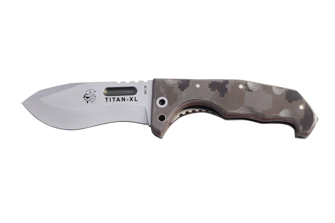 Navaja Titan XL micarta camo pixel arido 1235-M7 - Espadas y Más