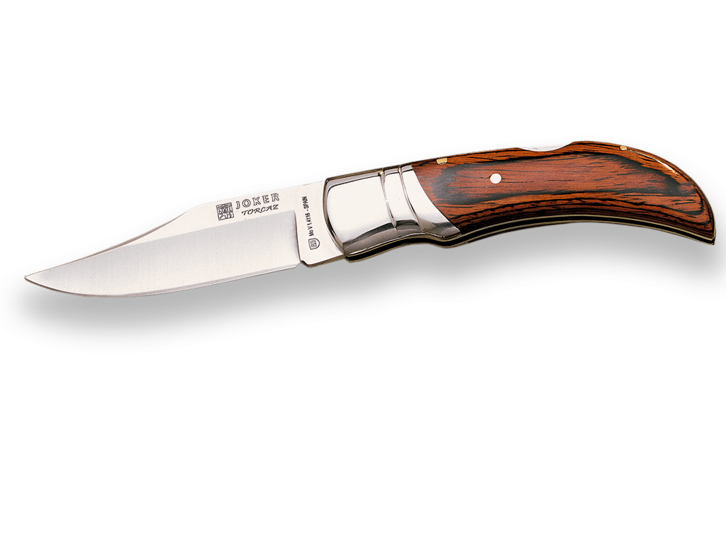 NAVAJA DE CAZA CON CACHAS DE MADERA ROJA Y HOJA DE 9 CM. - Espadas y Más