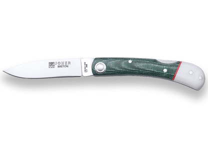NAVAJA DEPOTIVA CON CACHAS DE MICARTA VERDE VIR/BLANCA H/8 CM - Espadas y Más
