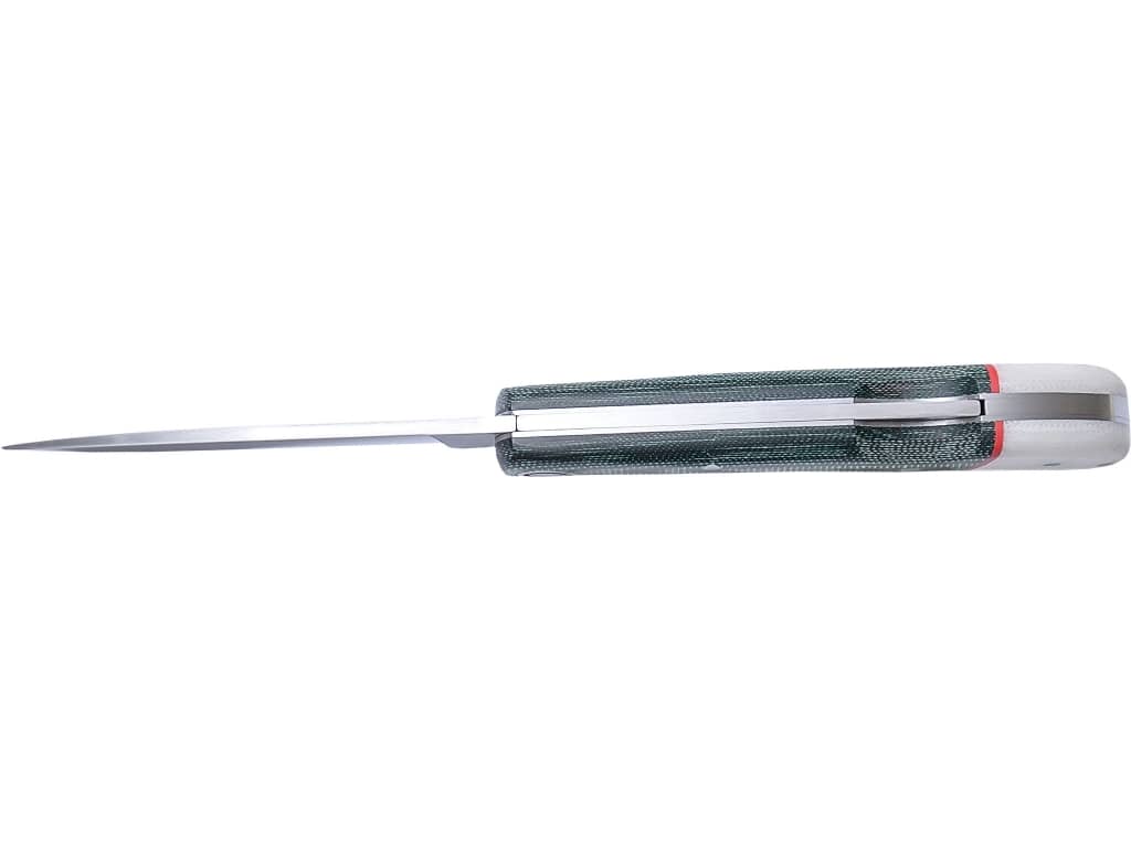 NAVAJA DEPOTIVA CON CACHAS DE MICARTA VERDE VIR/BLANCA H/8 CM - Espadas y Más