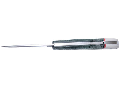 NAVAJA DEPOTIVA CON CACHAS DE MICARTA VERDE VIR/BLANCA H/8 CM - Espadas y Más