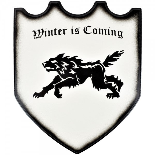 Escudo ornamental expositor de la Espada Garra Longclaw de Jon Snow de Juego de Tronos con "Winter is Coming". Vendida por Espadas y más