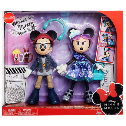 Pack 2 muñecas Minnie and Mickey Mouse Movie Night Disney 24cm - Espadas y Más