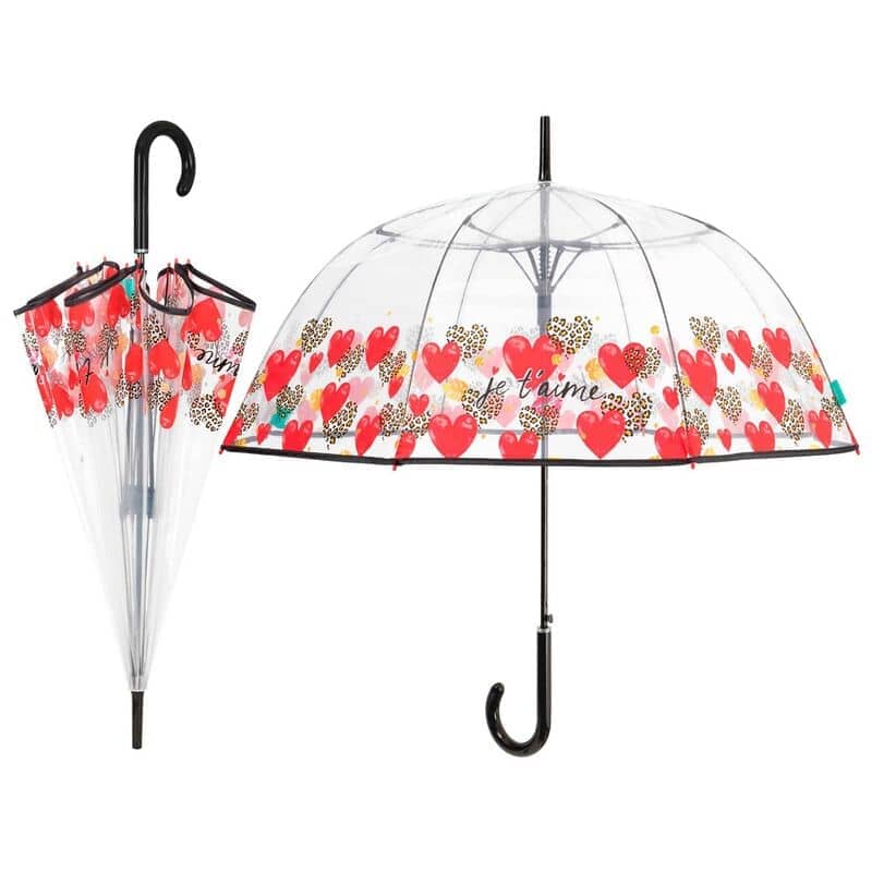Paraguas automatico transparente Corazones 61cm - Espadas y Más