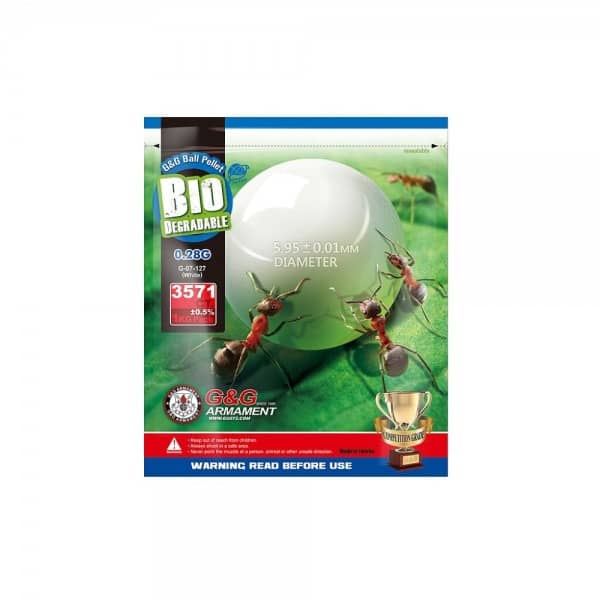 PELLETS BIO BOLAS G&G 0.28G BLANCO (G&G BIO 0.28) - Espadas y Más