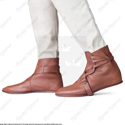 Bota baja norteña, siglo XIV-XV - Cuero Marrón - Espadas y Más