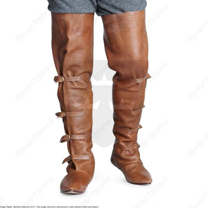Botas altas de caballeria S.XIV - XVI, Cuero Marrón - Espadas y Más