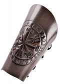 Protectores de brazos de cuero en relieve Vegvísir, marrón 1680000350 - Espadas y Más