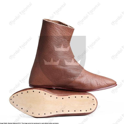 Bota alta medieval vikinga "Jorvik" - caña alta - Cuero Marrón - Espadas y Más