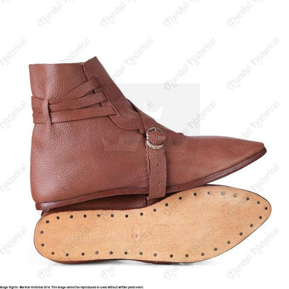 Bota baja norteña, siglo XIV-XV - Cuero Marrón - Espadas y Más