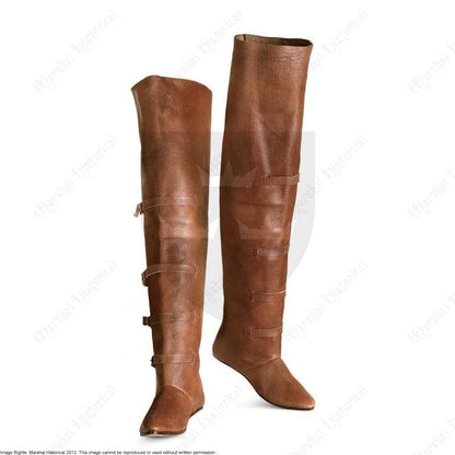 Botas altas de caballeria S.XIV - XVI, Cuero Marrón - Espadas y Más