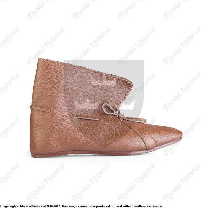 Bota baja vuelta, S. XIII-XIV , Cuero Marrón - Espadas y Más