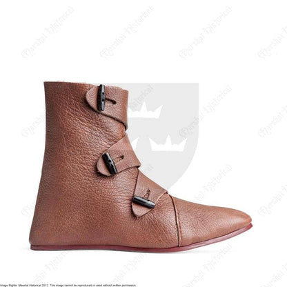 Bota alta medieval vikinga "Jorvik" - caña alta - Cuero Marrón - Espadas y Más