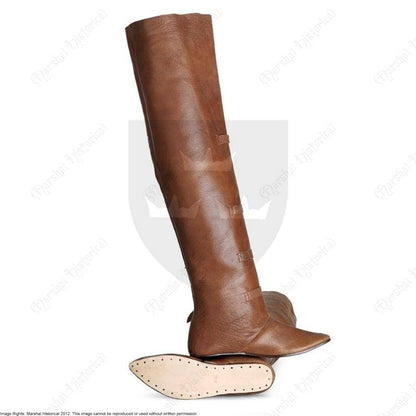 Botas altas de caballeria S.XIV - XVI, Cuero Marrón - Espadas y Más