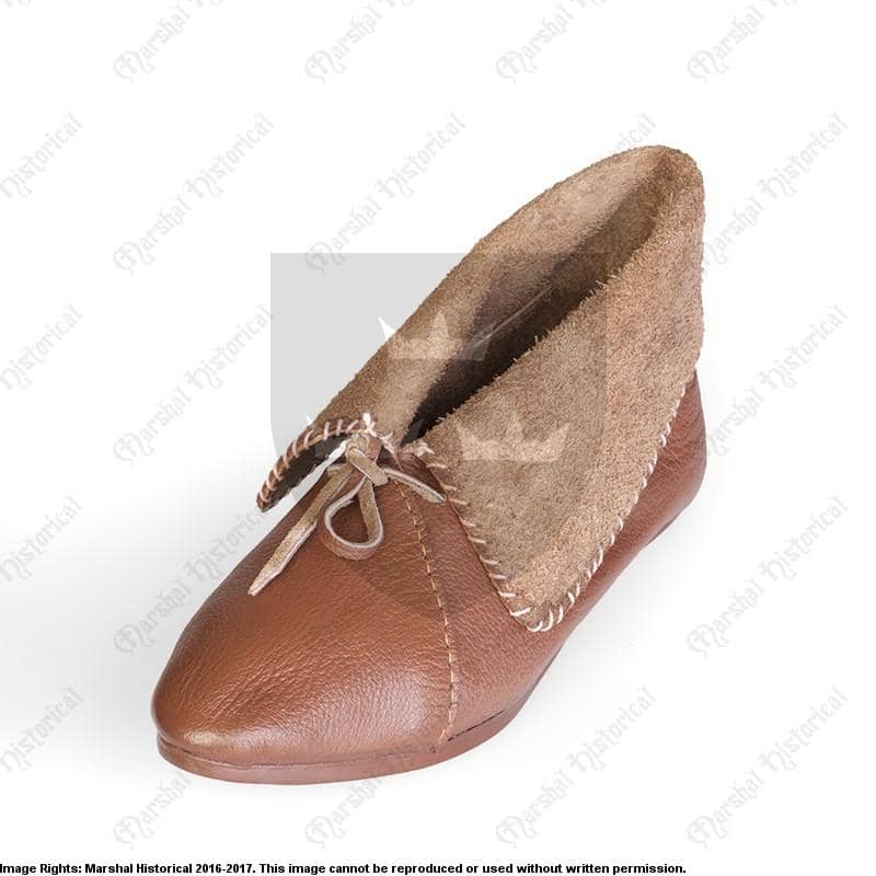 Bota baja vuelta, S. XIII-XIV , Cuero Marrón - Espadas y Más
