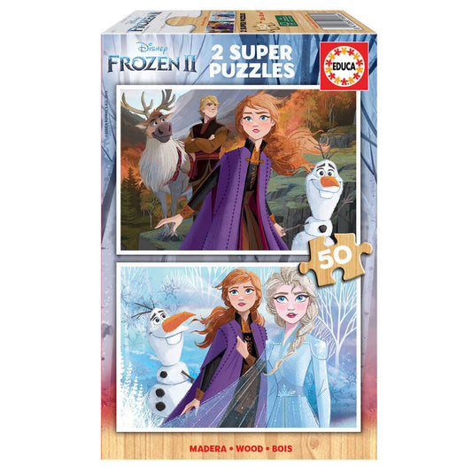 Puzzle Frozen 2 Disney madera 2x50pzs - Espadas y Más