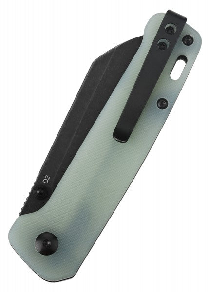 Navaja de bolsillo Pingüino, hoja D2 negra lavada con piedra, mango Jade G10 QS130-W - Espadas y Más