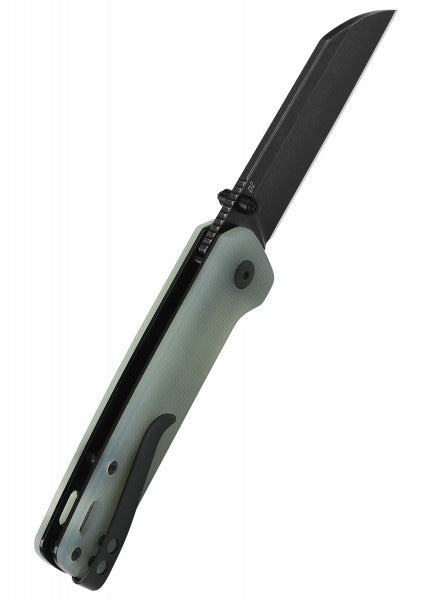 Navaja de bolsillo Pingüino, hoja D2 negra lavada con piedra, mango Jade G10 QS130-W - Espadas y Más