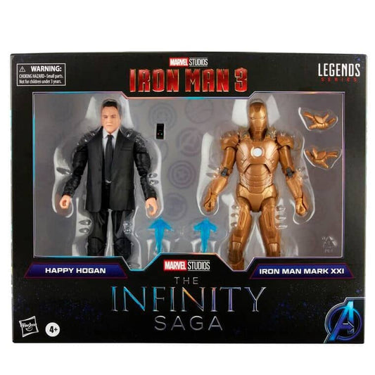 Set 2 figuras Happy Hogan and Iron Man Mark XXI Iron Man 3 The Infinity Saga Marvel 15cm - Espadas y Más