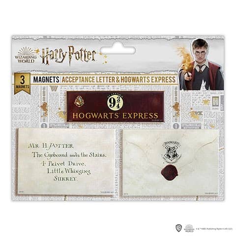 Set de 3 imanes Carta de aceptación a Hogwarts + Anden 9 3/4 - Harry Potter DO5002 - Espadas y Más