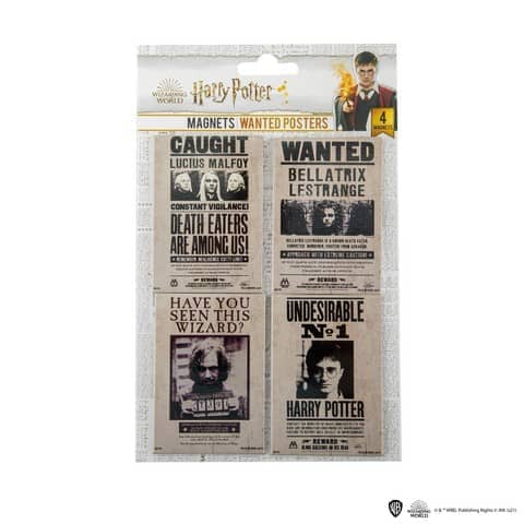 Imagen de Set de 4 imanes Los más Buscados - Harry Potter DO5003 parte de nuestra colección en Espadas y más, sitio oficial.