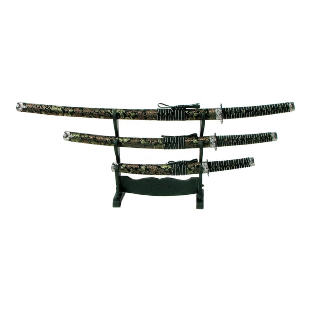 SET ORNAMENTAL KATANA-WAKIZASHI-TANTO (JL029 SET NERO) - Espadas y Más