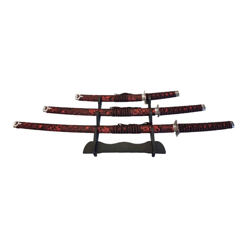 SET ORNAMENTAL KATANA-WAKIZASHI-TANTO (JL029SET ROSSO) - Espadas y Más