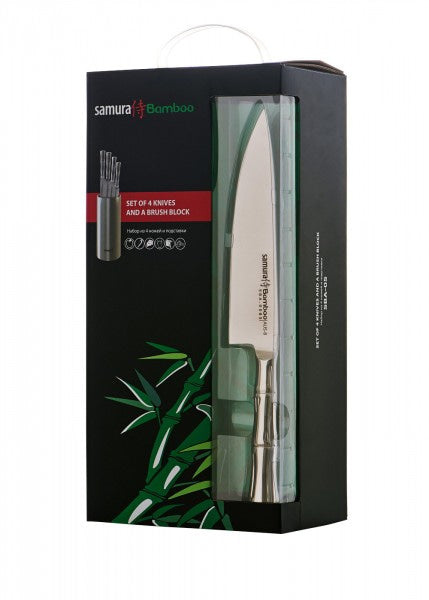 Bloque de cuchillos de bambú Samura con 4 cuchillos de cocina TCSBA-05 - Espadas y Más