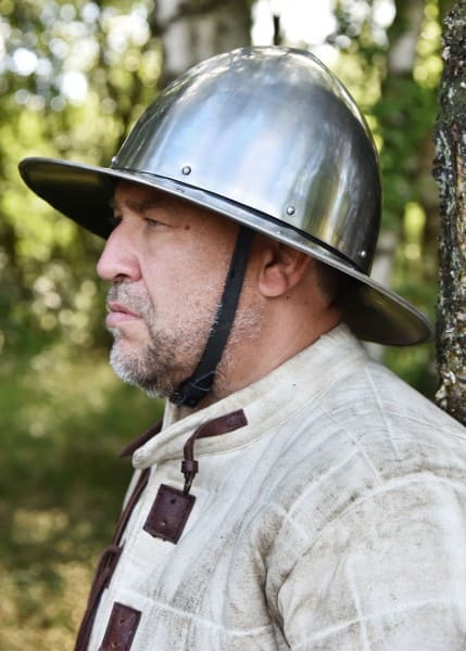 ULF-HM-24 Sombrero de hierro suizo, del siglo XIV, acero de 1,6 mm - Espadas y Más