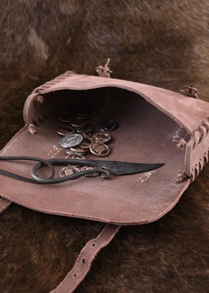 Bolso de cuero con dos hebillas, marrón medio - Espadas y Más