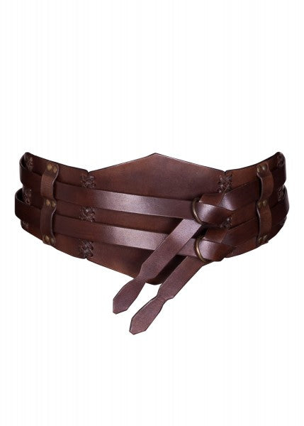 Cinturón ancho de piel, doble con costura trenzada, unisex, negro o Marrón ULF-LP-24/23 - Espadas y Más