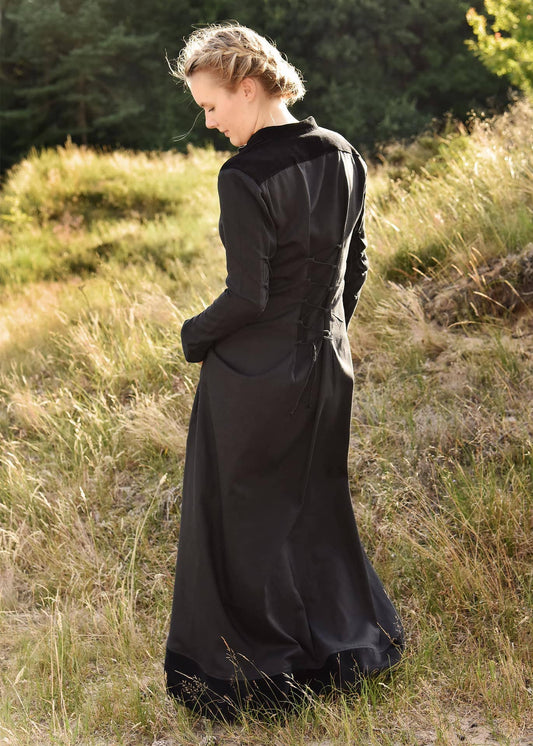 Vestido medieval Meira con detalles de terciopelo, negro 1280023020 - Espadas y Más
