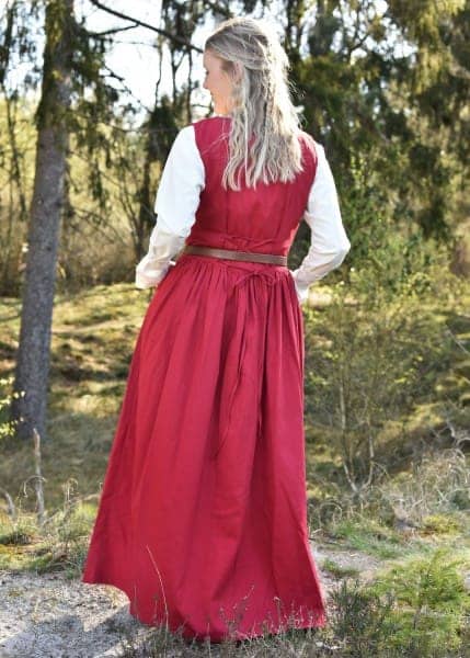 Vestido medieval sin mangas, vestido de correa Lene, rojo 1280022840 - Espadas y Más